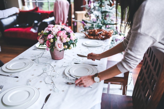 woman setting her holiday table