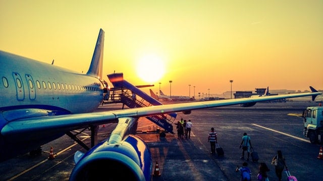 Airplane sitting on the runway 