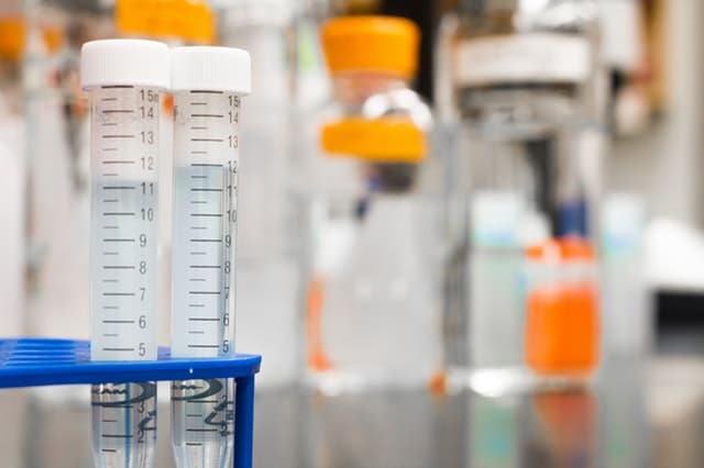 test tubes on a lab bench