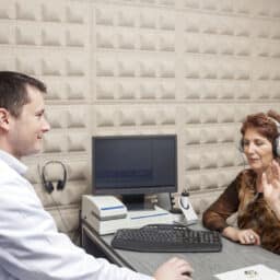 Woman undergoing a hearing test