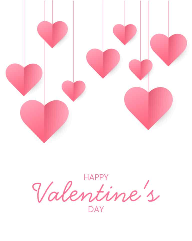 Valentine's Day graphic, pink hearts