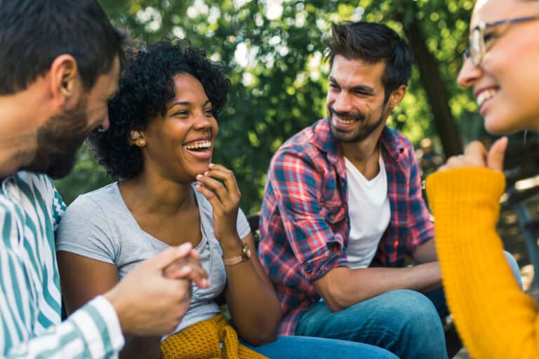 People hanging out in a group